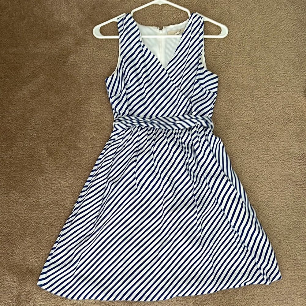 Loft petite Blue and White Striped Dress
